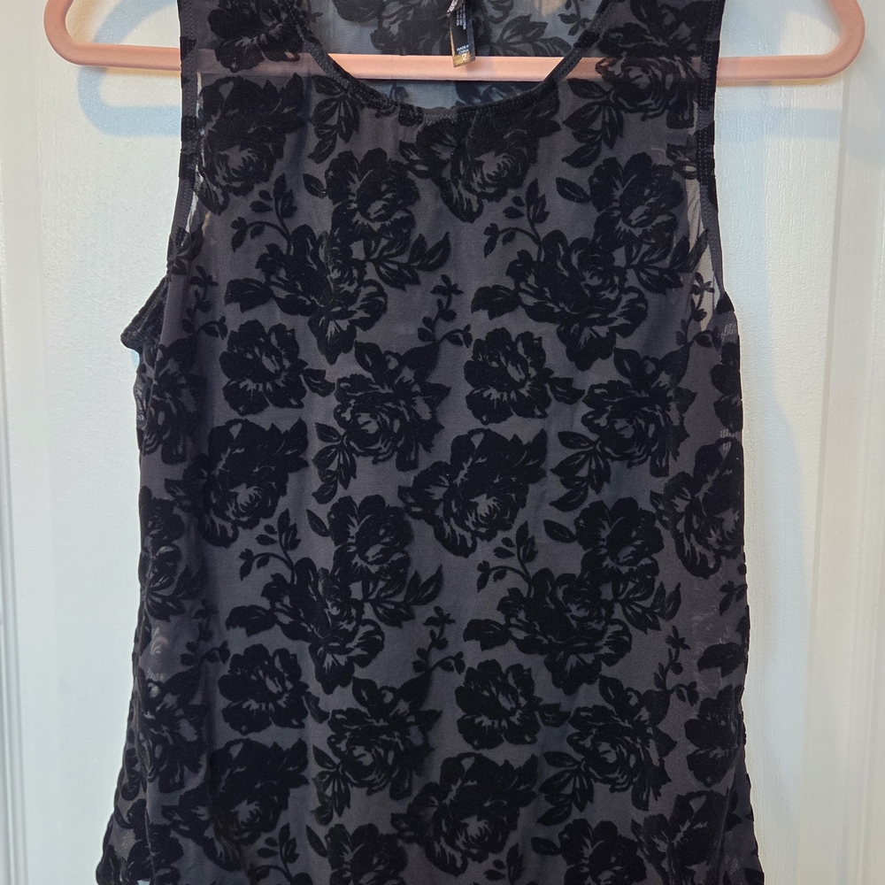 Floral Black Sleeveless Top
